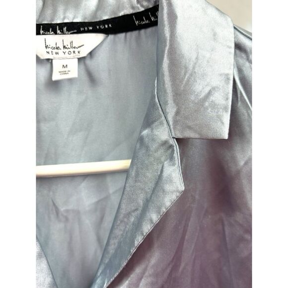 Nicole Miller New York Women’s Medium Soft Satin Notched Collar Boxy Pajama Top - Picture 6 of 12
